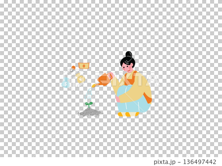 一位家庭主婦正在培育她的財富種子。 136497442