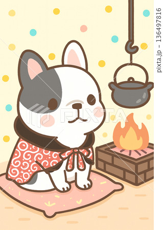 囲炉裏の火に、ぽかぽか夢中。 136497816