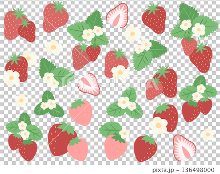 かわいい苺のイラスト素材 かわいい苺のイラスト素材 136498000