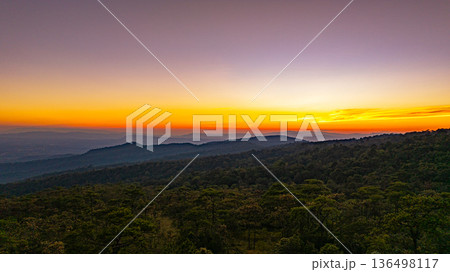 A Serene Morning Scene of Sunlight Distant Mountain Peaks A Serene Morning Scene of Sunlight Distant Mountain Peaks 136498117