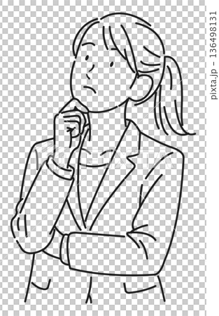 腕組みをして考えるビジネスパーソン　女性 136498131