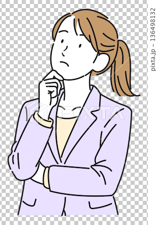 腕組みをして考えるビジネスパーソン　女性 136498132