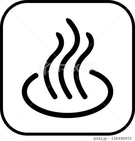 黒い温泉アイコンのベクターイラスト 枠あり 黒い温泉アイコンのベクターイラスト 枠あり 136498453