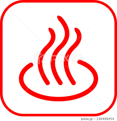 赤い温泉アイコンのベクターイラスト 枠あり 赤い温泉アイコンのベクターイラスト 枠あり 136498454