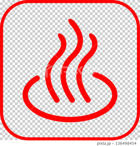 赤い温泉アイコンのベクターイラスト 枠あり 赤い温泉アイコンのベクターイラスト 枠あり 136498454
