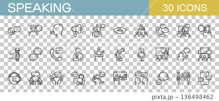 Talking icon set: conversations, meetings, phone calls, communication, etc. 136498462