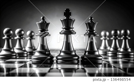 ランダムに配置されたチェスの駒 136498554