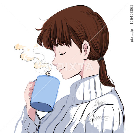 休憩する女の人 休憩する女の人 136498863