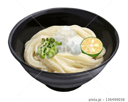 おろしぶっかけうどん（ネギ、大根おろし、カボス入り） 136499036