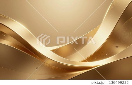 Luxury abstract golden wave background with glitter light effect. 136499223