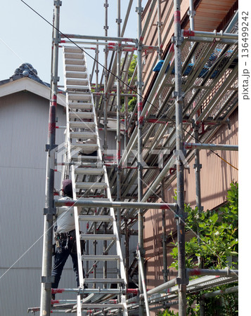 建築足場外壁張替え板金ブリキ塗装工事 建築足場外壁張替え板金ブリキ塗装工事 136499242