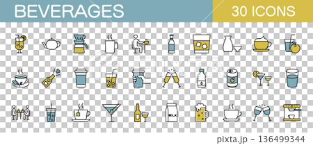 Drinks icon set (color) Drinks icon set (color) 136499344