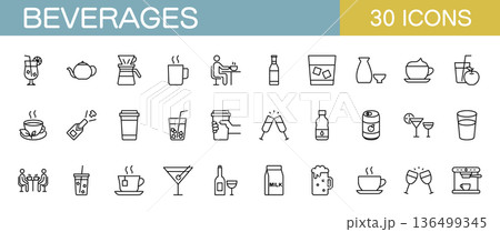 飲み物に関するアイコンセット　 136499345