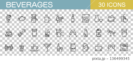 飲み物に関するアイコンセット　 136499345