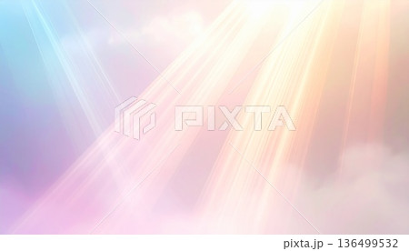 光が差し込む、光の波紋、天国へのへ続く抽象的な背景イメージ素材 136499532