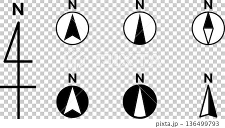 地図・方位・方角の方位磁石アイコン 136499793