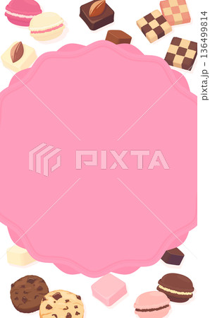 母の日のスイーツフレーム_ピンク文字・背景なし_縦 136499814