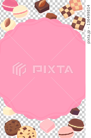 母の日のスイーツフレーム_ピンク文字・背景なし_縦 136499814