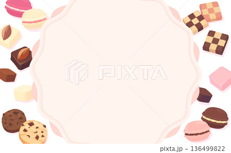 母の日のスイーツフレーム_文字・背景なし_横 母の日のスイーツフレーム_文字・背景なし_横 136499822