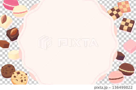母の日のスイーツフレーム_文字・背景なし_横 母の日のスイーツフレーム_文字・背景なし_横 136499822