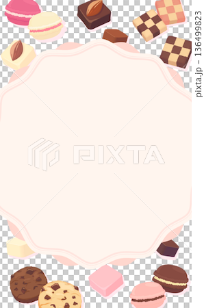 母の日のスイーツフレーム_文字・背景なし_縦 136499823