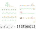 幼稚園・保育園向け 4月のやさしい水彩挿絵イラストシリーズ｜おたよりに使いやすいライン＆飾りセット 136500012