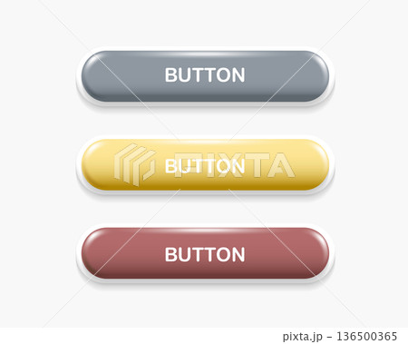 Set of blank 3D glossy buttons in various colors. Minimal web menu bars and UI elements for website navigation, app interface, and call to action. Vector illustration isolated on white background. Set of blank 3D glossy buttons in various colors. Minimal web menu bars and UI elements for website navigation, app interface, and call to action. Vector illustration isolated on white background. 136500365
