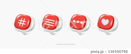 Set of colorful 3D speech bubble icons with yellow star. Glossy talk balloons for customer review, top rating, favorite message and social media feedback. Vector illustration on white background. Set of colorful 3D speech bubble icons with yellow star. Glossy talk balloons for customer review, top rating, favorite message and social media feedback. Vector illustration on white background. 136500798