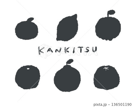 アイコンやシンボルマークとして、デザイン時に使いやすい手描きならではのイラスト・柑橘系 136501190