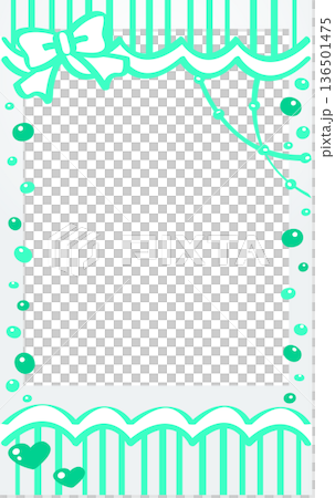 落書き チェキ デコレーション フレーム 可愛い装飾素材 ミントグリーン 136501475
