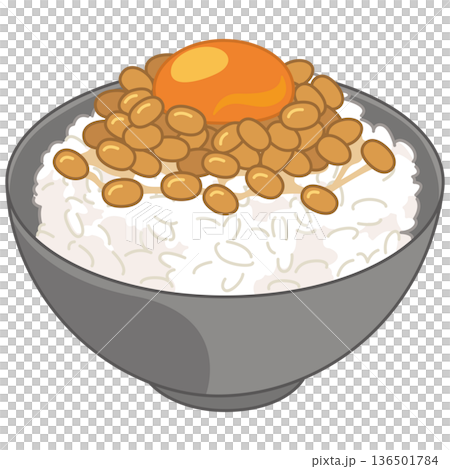 黄身と納豆のご飯のイラスト 黄身と納豆のご飯のイラスト 136501784