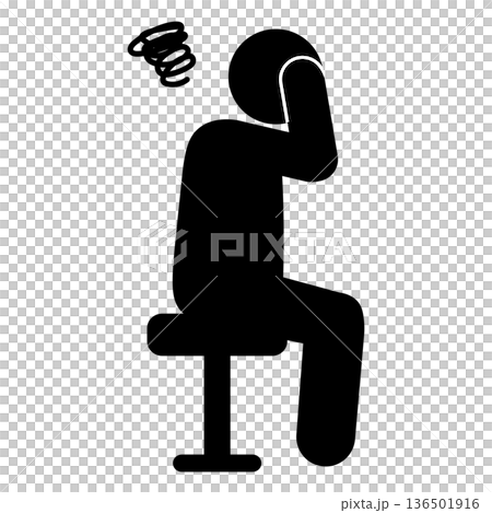 一個憂心忡忡的人坐在椅子上的象形圖 136501916