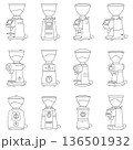 Professional Electric Coffee Grinder Line Art Collection 136501932