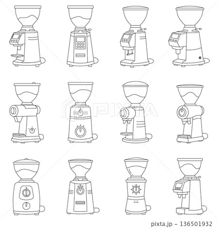 Professional Electric Coffee Grinder Line Art Collection 136501932