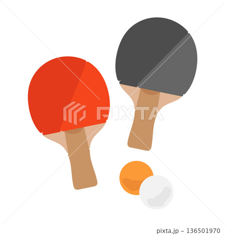 卓球ラケットとピンポン球　イラスト 136501970