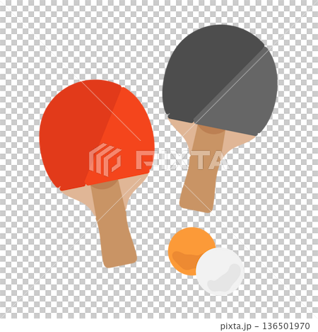 Table tennis racket and ping pong ball illustration Table tennis racket and ping pong ball illustration 136501970