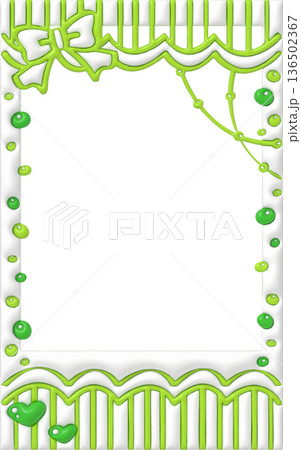 ぷっくり 落書き チェキ デコレーション フレーム 可愛い装飾素材 黄緑 136502367