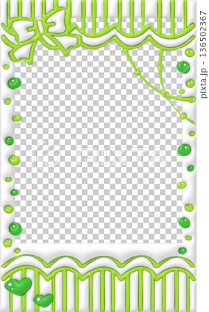 ぷっくり 落書き チェキ デコレーション フレーム 可愛い装飾素材 黄緑 136502367