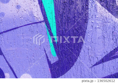 Urban Graffiti Art in Purple, Violet, Teal Colors with 90s, Y2K Street Style 136502612