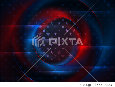 Dark glowing circles and stars USA flag abstract American background 136502883