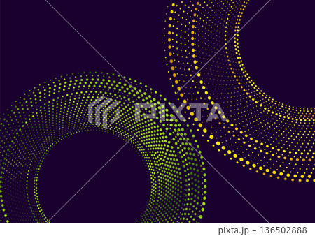 Futuristic glowing tech green orange halftones dotted circles abstract background 136502888