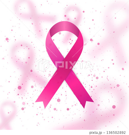 Breast cancer awareness month. Pink ribbon and shiny particles on light background Breast cancer awareness month. Pink ribbon and shiny particles on light background 136502892
