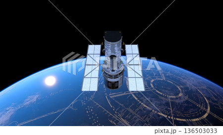 人工衛星と地球 136503033