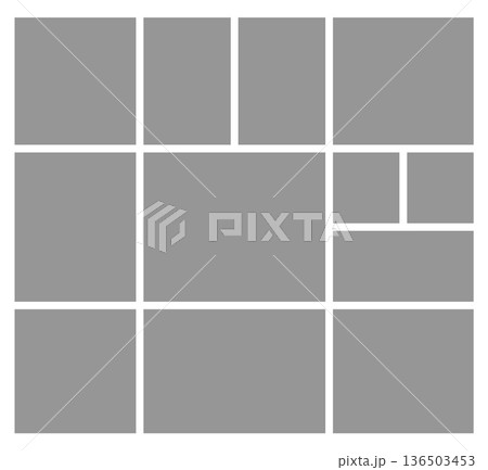 Gray collage moodboard with clean grid layout, minimal vector template for branding, design presentation, portfolio, social media, posters, and creative planning boards. Vector illustration Gray collage moodboard with clean grid layout, minimal vector template for branding, design presentation, portfolio, social media, posters, and creative planning boards. Vector illustration 136503453