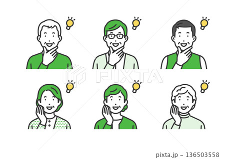 納得,私服高齢男女アバターアイコンセット 納得,私服高齢男女アバターアイコンセット 136503558