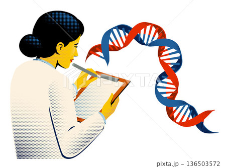 Retro Scientist DNA Helix Genetics Illustration Retro Scientist DNA Helix Genetics Illustration 136503572