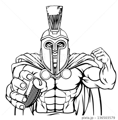 Spartan Trojan Man Ice Hockey Team Sports Mascot Spartan Trojan Man Ice Hockey Team Sports Mascot 136503579