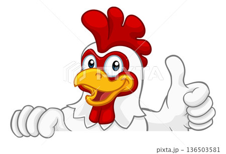 Chicken Rooster Cockerel Bird Cartoon Character 136503581