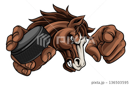 Horse Mustang Stallion Ice Hockey Sports Mascot 136503595
