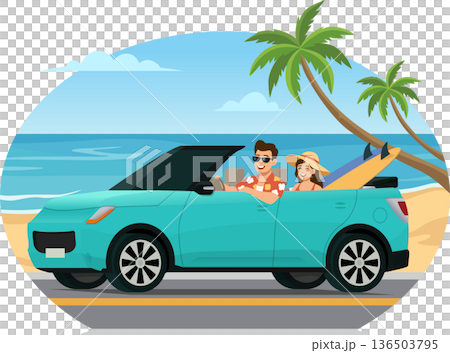 A couple going to the beach illustration A couple going to the beach illustration 136503795